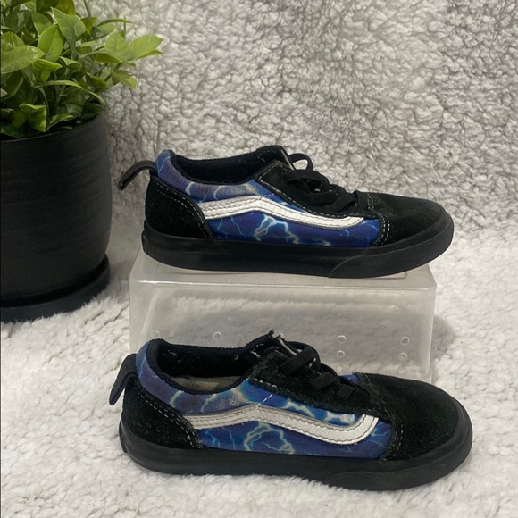 Vans Black and Blue Sneakers with Iridescent Stripe size Toddler 9 - Picture 3 of 6